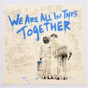 WE ARE ALL IN THIS TOGETHER - blau . Siebdruck . 56x56cm