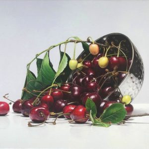 KIRSCHEN . 2019 . Mischtechnik auf Leinwand . 35x45 cm