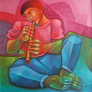 MENINO ENCANTADO . -verzauberter Junge- . Öl auf Leinwand . 50x50 cm