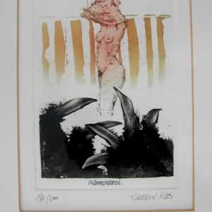 Rabenminiatur . MÄNNERABEND . Radierung . Bildformat 15x10cm . Blatt: 39x28cm