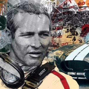 DAYTONA - PAUL NEWMAN . Mischtechnik auf Alu . 100x150 cm