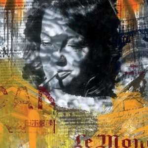 ONE DAY IN PARIS - ROMY SCHNEIDER . Mischtechnik auf Alu . 100x100 cm