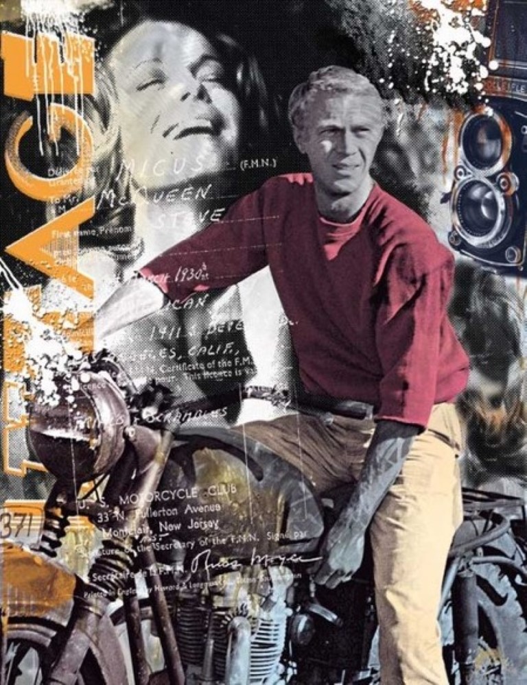 VINTAGE - STEVE MC.QUEEN . Mischtechnik auf Alu . 130x100 cm