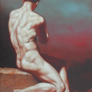 RUECKENAKT . 2013 . Mischtechnik auf Malplatte . 28,3x19 cm