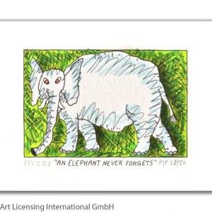 AN ELEPHANT NEVER FORGETS . 2020 - 3D-Konstruktion . drucksigniert . Bildformat: 5x7,6 cm . Passepartout: 20x24 cm