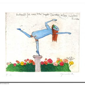 DENKMAL FÜR EINE SEHR BEGABTE TÄNZERIN - GELBE HOSE UND HAAR . Radierung . Bildformat: 20x25 cm . Blatt: 40x50 cm