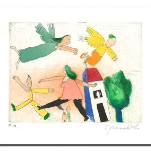 DIE LEUTE OBEN + DIE LEUTE UNTEN . Radierung . Bildformat: 15x20 cm . Blatt: 40x50 cm