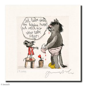 ICH LIEBE DICH, DU KLEINE FUZZI . Radierung . Bildformat: 10x10 cm . Blatt: 35x35 cm