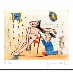 LASS MICH RAN, BAT DER MANN . Radierung . Bildformat: 12,5x16 cm . Blatt: 35x35 cm