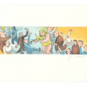 MARIECHEN SPIELT SO GELB DIE FIEDEL . Radierung . Bildformat: 8x27,5 cm . Blatt: 30x50 cm