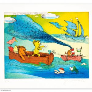 OH WEH ES TOBT DIE SEE . Radierung . Bildformat: 19,5x25 cm . Blatt: 50x60 cm