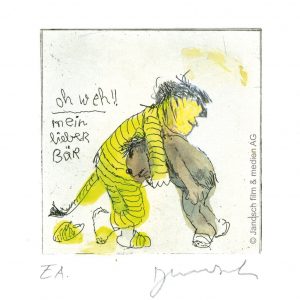 OH WEH MEIN LIEBER BÄR . Radierung . Bildformat: 10x10 cm . Blatt: 35x35 cm