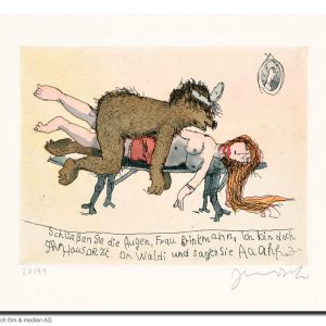 SCHLIESSEN SIE DIE AUGEN, FRAU BRINKMANN . Radierung . Bildformat: 15x20 cm . Blatt: 40x50 cm