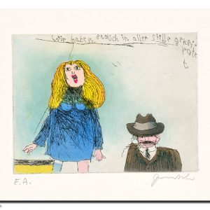 WIR HABEN ENDLICH IN ALLER STILLE GEHEIRATET . Radierung . Bildformat: 15x20 cm . Blatt: 40x50 cm