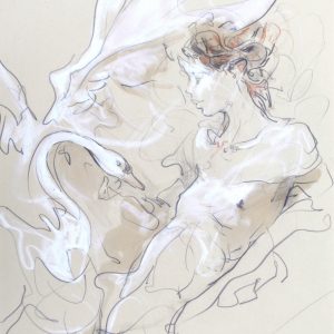 LEDA . Öl auf Papier . 32 x 40 cm