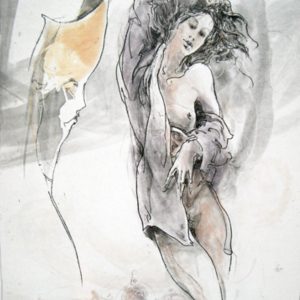 MASKE . Radierung . Bildformat: 50x35 cm . Blatt: 60x50 cm