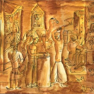 AUF DEM PLATZ . aus: 1001 NACHT . 1979-80 . Gouache auf Papier - 51x57cm