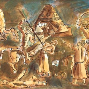 DER KAMPF . aus: 1001 NACHT . 1979-80 . Gouache auf Papier . 51x70cm