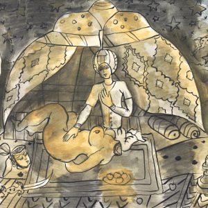 IM ZELT . aus: 1001 NACHT . 1979-80 . Gouache auf Papier . 43x59cm