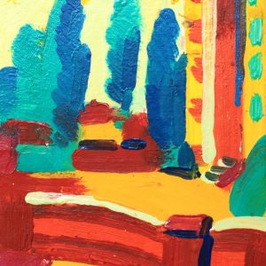 ZYPRESSEN . 1996 . Öl auf Karton . 18x15cm