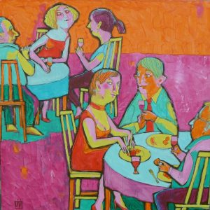 IM RESTAURANT - Acryl auf Leinwand . 100x100 cm
