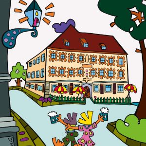 LORELEY ... GASTLICHKEIT SETZT SICH DURCH . Offsetdruck auf Papier . Auflage: 51Ex . 42x30 cm