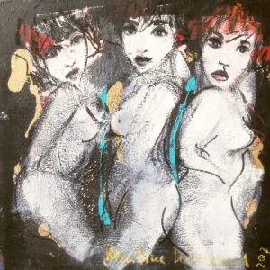 LES FELINES . Mischtechnik auf Leinwand . 50x50cm