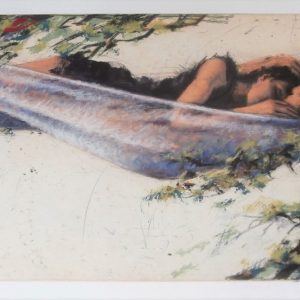 HÄNGEMATTE IM LAUB . Radierung . Bildgröße: 33x89 cm . Blatt: 38x103 cm