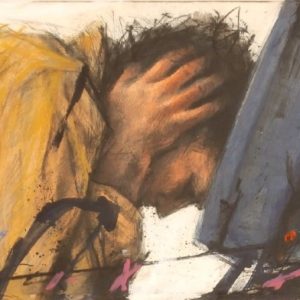 KOPF IM COMPUTER . Radierung . 25,5x96 cm