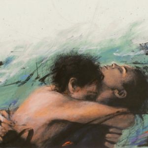 KOPF IM NACKEN - GRÜN . Radierung . Bildgröße: 37,5x63 cm . Blatt: 54,5x76 cm