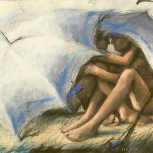 SCHIRME IM GRAS . Radierung . 40,5x69,5 cm