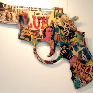 REVOLVER . Cutout . Mixed Media auf Alu . 106x108cm