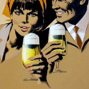 BIERGENUSS . 1963 . Tempera auf Papier . 34x24 cm