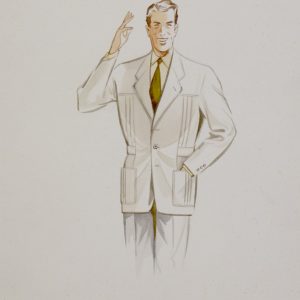 Hütig-KG Bielefeld . SPORTJAKETT . 1954 . Graphit/Aquarell auf Karton . 28,7x20 cm