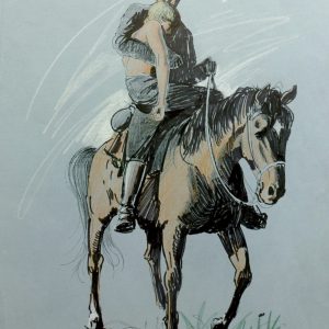 REITER MIT SOHN . Tusche und kreide auf Papier . 48x38,2 cm