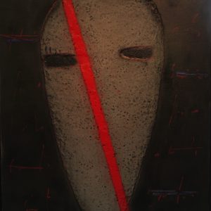 OT_Maske No2 . Mischtechnik auf Holz . 124x87cm