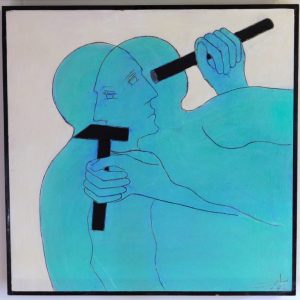 OT . (les Turquises - Hammer) . Mischtechnik auf Holz . 82x82cm