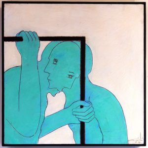 OT . (les Turquises - Rahmen) . Mischtechnik auf Holz . 82x82cm