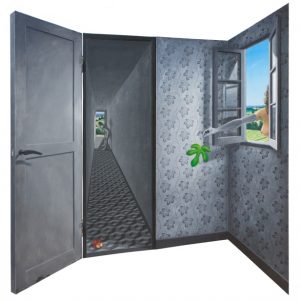 THE TIME OF REMORSE . diptychon offen. Öl auf Leinwand auf Chassis . 132x127cm