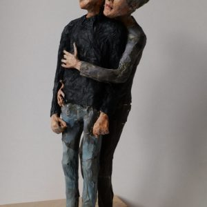 KAIN UND ABEL . Papier und Draht . 26x9x9cm